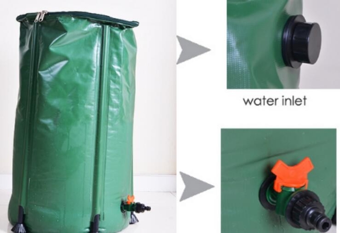 Flexible 100L Collapsible PVC Water Butt Rain Barrel For Garden Rainwater Collector