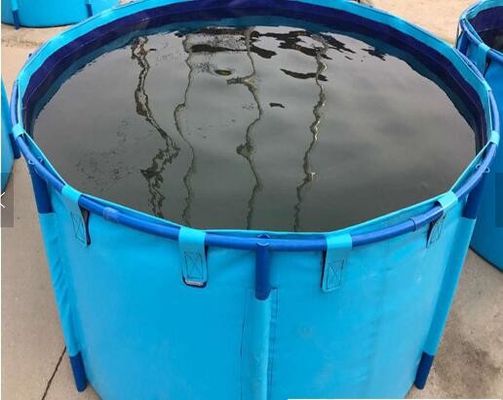 Fish Farming Aquarium Water Storage Tank, Blue Cylinder Above Ground Fish Pond Collapsible Fish Tank