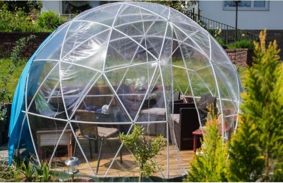 5M Luxury Geodesic Dome Tent With Steel Pipes And Transparent Cover Dome Party Tents