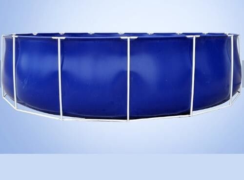 50000 Liters Folding Tarpaulin Fish Pond , Blue Color Aquarium Fish Tank With Steel Frame