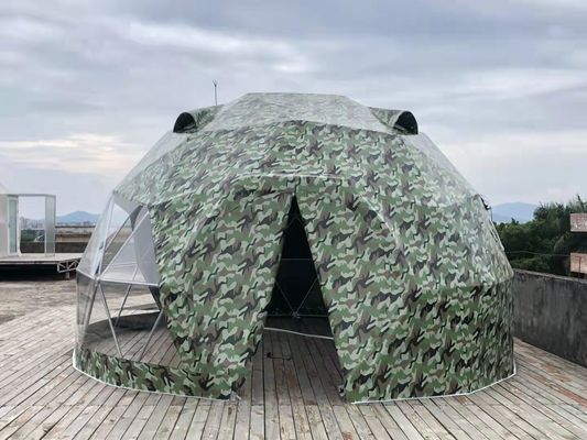 Camouflage Outdoor Hotel Steel 5M Geodesic Dome Tent UV Resistance Dome Camping Tent
