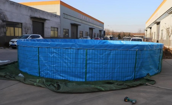 Foldable 50000 Liters PVC Tarpaulin Fish Pond With Steel Mesh