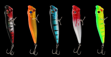 5 Colors 9CM/11g Perch,Catfish Plastic Hard Sea Bait Casting Trolling Popper Fishing Lure
