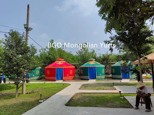 Easy And Fast Installation 6M Diameter Mongolian Yurts With Skylight Window Bamboo Decoration