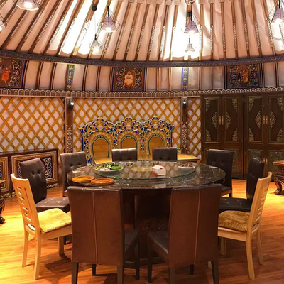 Easy And Fast Installation 6M Diameter Mongolian Yurts with Skylight Window Bamboo Decoration