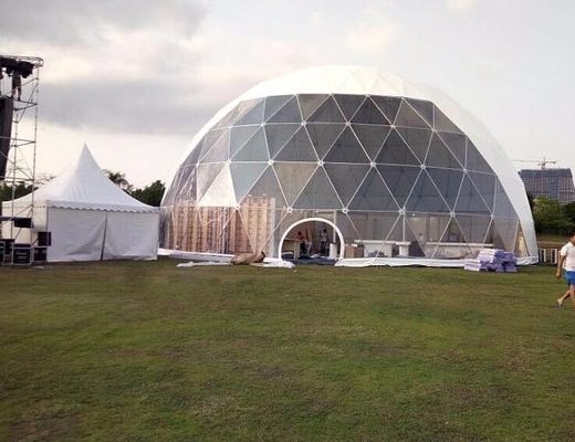 18M Waterproof Anti - UV Geodesic Dome Tent With Steel Pipes For Event Party