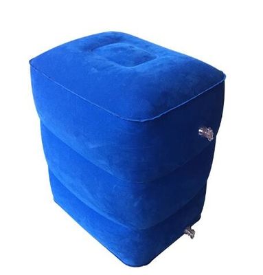 Blue Portable Inflatable Footrest Pillow PVC And Flocking Foot Cushion