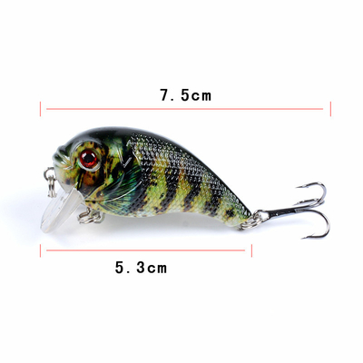 6 Colors 5.3CM/9g 6#Hooks 3D Eyes Plastic Painting Bait 0.30m-0.9M Floating Crank Fishing Lure