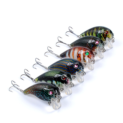 6 Colors 5.3CM/9g 6#Hooks 3D Eyes Plastic Painting Bait 0.30m-0.9M Floating Crank Fishing Lure