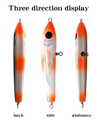 5 Colors 23CM/90g 3D Eyes Solid Wood Bait Treble Hooks Tuna Fishlure Wooden Pencil Fishing Lure